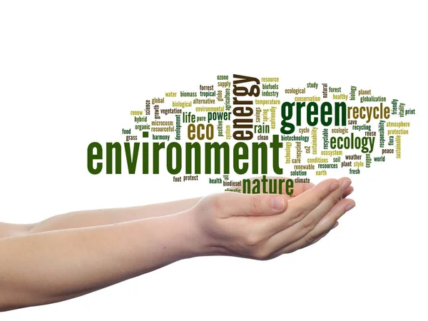 Green ecology word cloud text — Stock Photo, Image