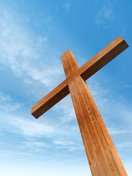 Conceptual wooden cross — Stock Photo, Image