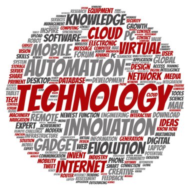 teknoloji daire kelime bulutu 