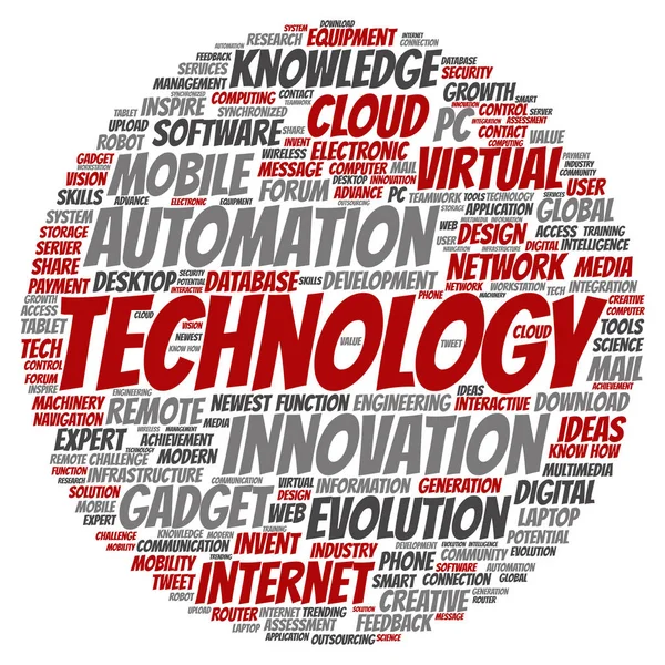 Tecnologia círculo nuvem de palavras — Fotografia de Stock