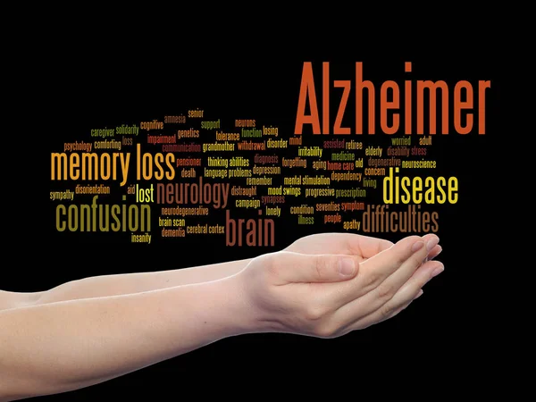 Doença de Alzheimer simboliza nuvem de palavras — Fotografia de Stock