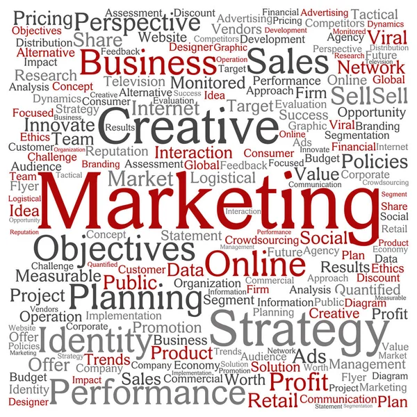 Marketing quadrato parola nube — Foto Stock