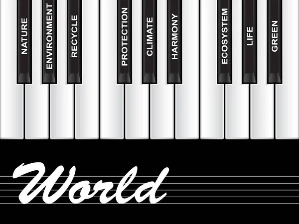 Mundo texto piano chaves palavra nuvem — Fotografia de Stock