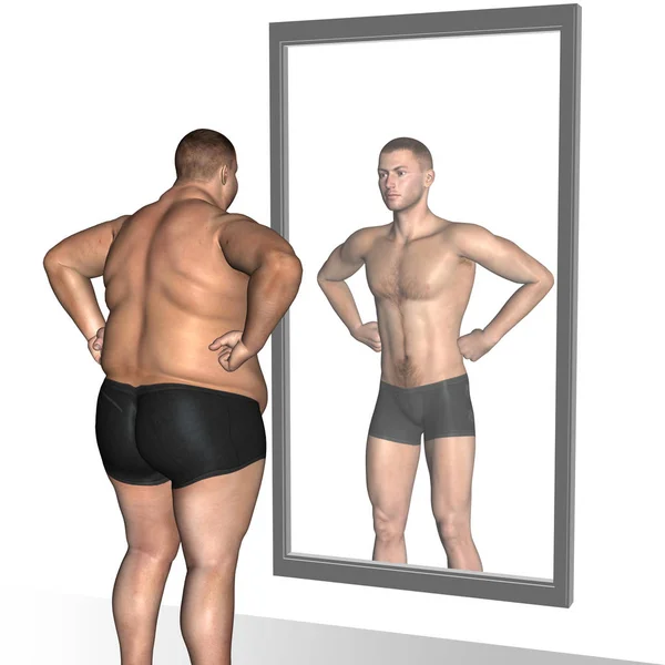 Избыточный вес против стройного мужчины — стоковое фото