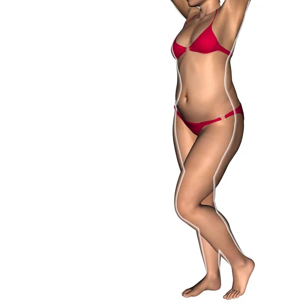 Sovrappeso vs donna magra — Foto Stock