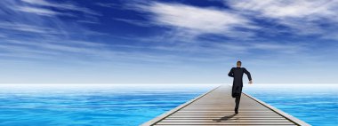 çalışan, gökyüzü arka plan iş adamı 