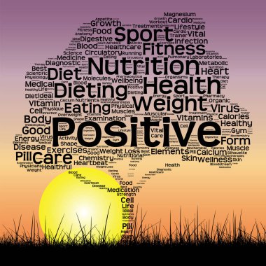 Koncept eller begreppsmässig svart hälsa text ordet moln som träd och gräs isolerad på vit bakgrund