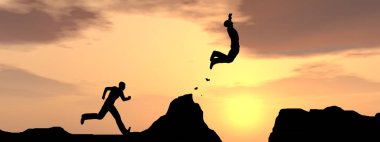  İşadamı siluet atlama 