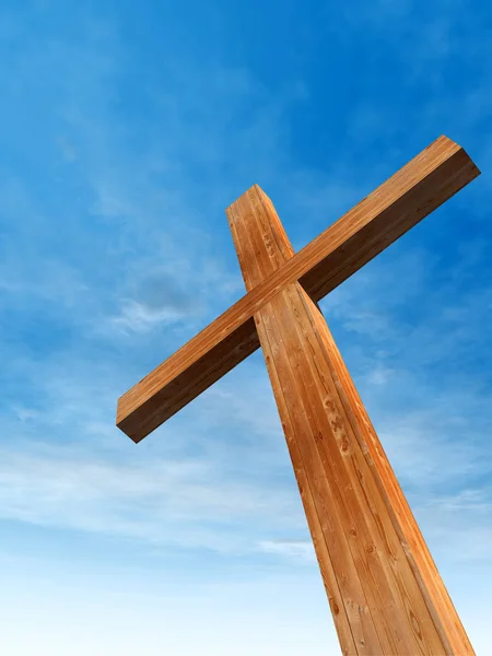 Conceptual wooden cross — Stock Photo, Image