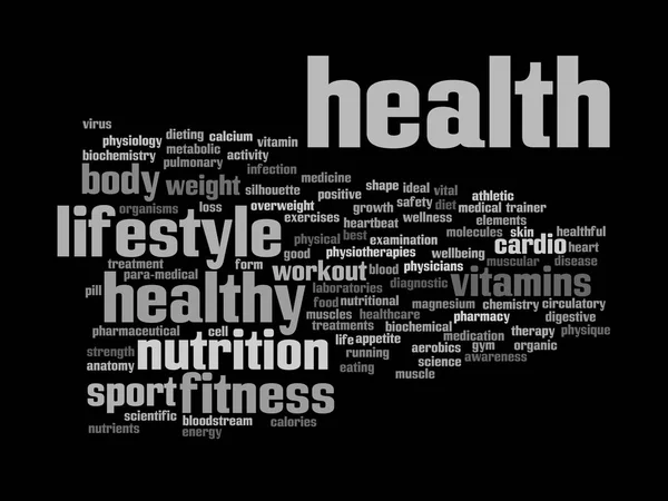 Gezondheid voeding word cloud — Stockfoto