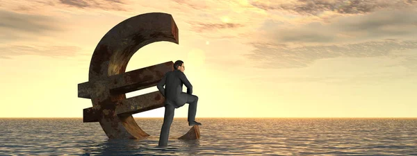 Businessman sinking in ocean — Stock Photo, Image