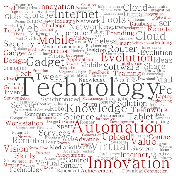 Technologie, media word cloud — Photo