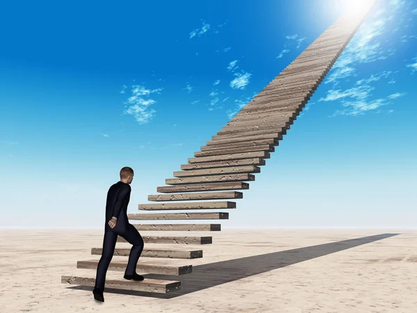 Homem de negócios escalada escada — Fotografia de Stock