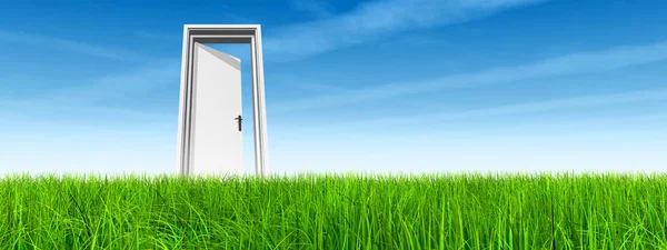 Opened door at horizon — Stock Photo, Image