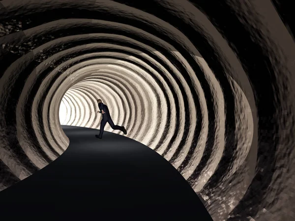 Hombre de negocios en túnel de camino oscuro — Foto de Stock