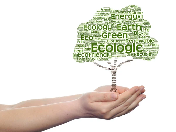 Ecología texto palabra nube árbol —  Fotos de Stock