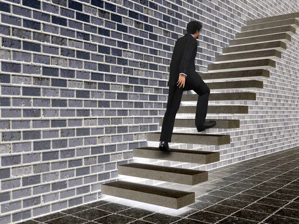 Businessman climbing on a stair — Stock Photo, Image