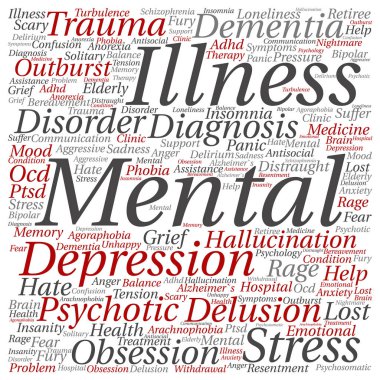 akıl hastalığı bozukluğu kelime bulutu 