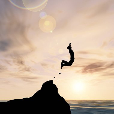 genç adam siluet atlar