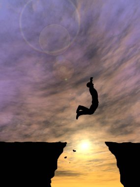  İşadamı siluet atlama 