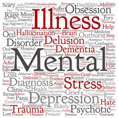 akıl hastalığı bozukluğu kelime bulutu 