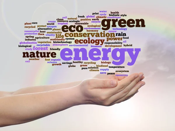 Verde ecologia parola nube testo — Foto Stock