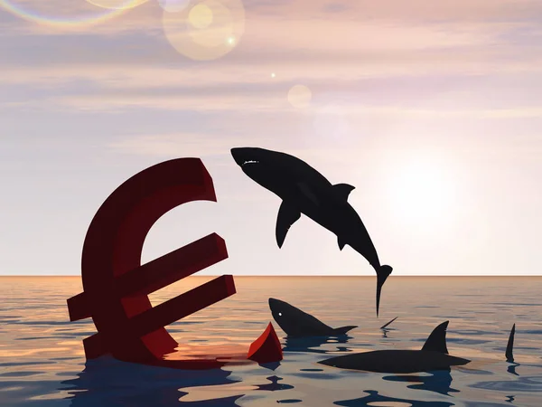 Símbolo sangrento do euro — Fotografia de Stock