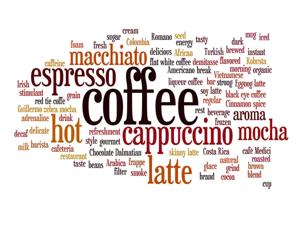 Caffè, cappuccino parola nube — Foto Stock