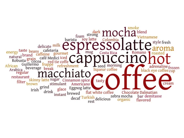 Káva, cappuccino slovo mrak — Stock fotografie