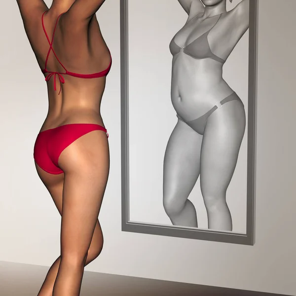 超重 vs 适合健康，瘦瘦的女人 — 图库照片