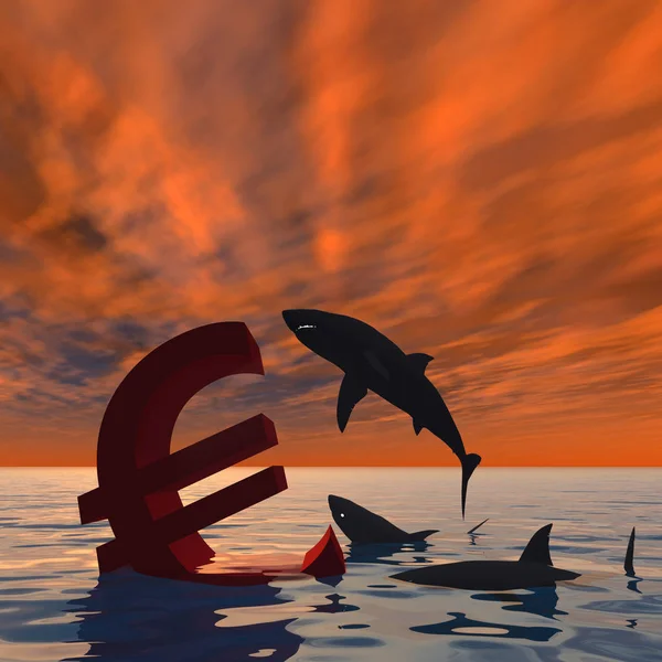 Simbolo concettuale sanguinario dell'euro — Foto Stock