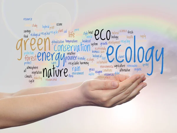 Green ecology word cloud text — Stock Photo, Image