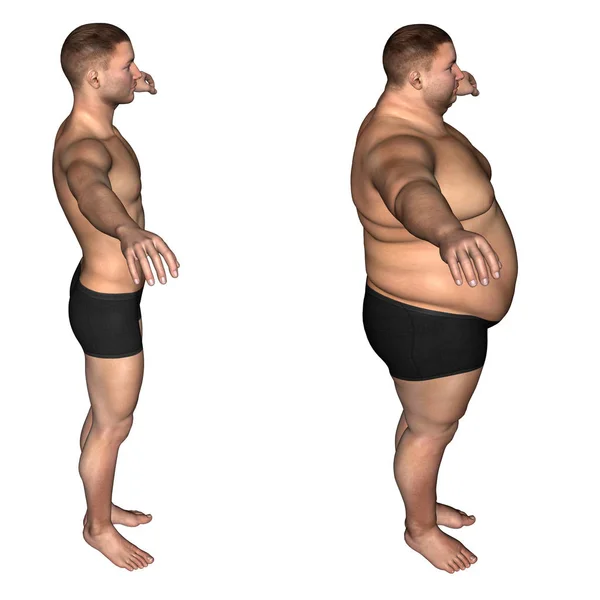 Sobrepeso vs homem magro — Fotografia de Stock