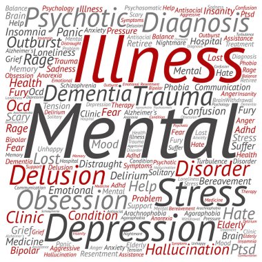 akıl hastalığı bozukluğu kelime bulutu 