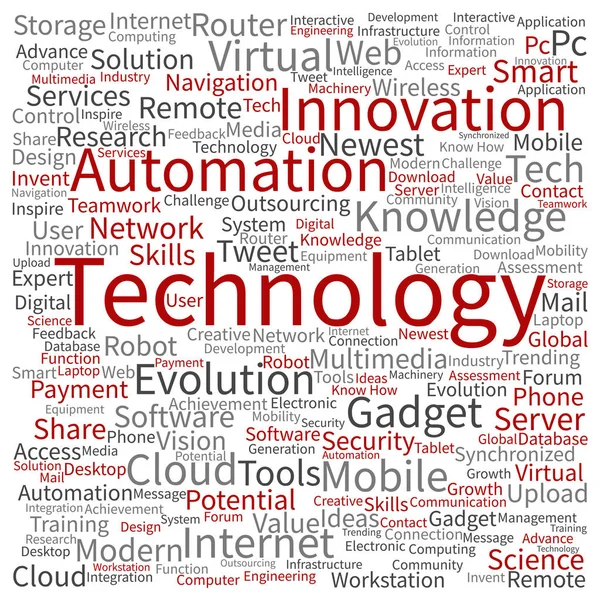 Technologie, media word cloud — Photo