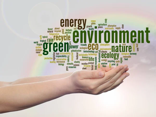 Зеленый экологический текст — стоковое фото