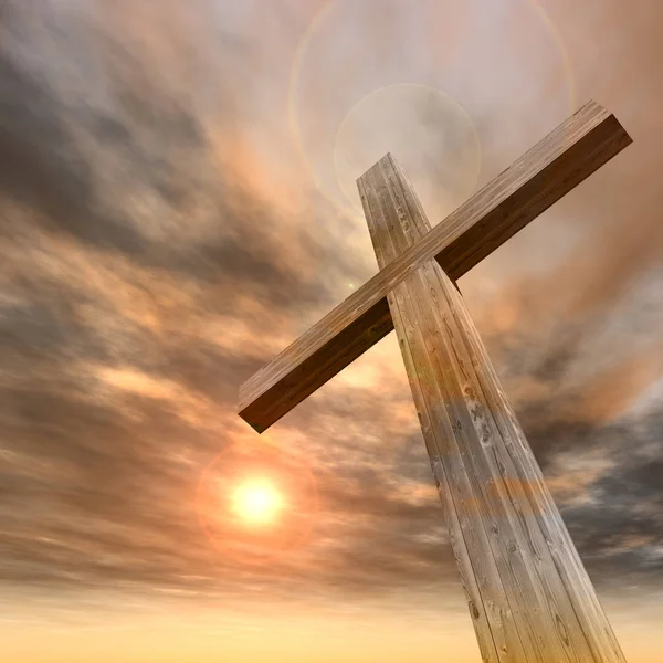 Conceptual wood cross — Stock Photo, Image