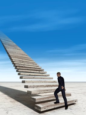 iş adamı gökyüzüne merdivenlerde