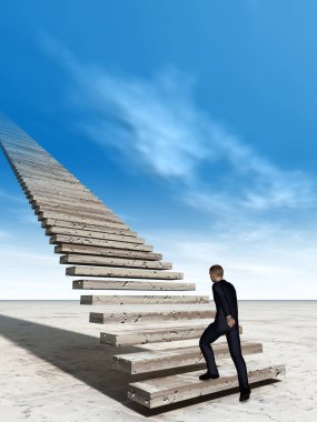 iş adamı gökyüzüne merdivenlerde