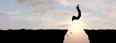 adam siluet uçurumdan atlama