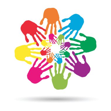 renkli insan eli çemberi