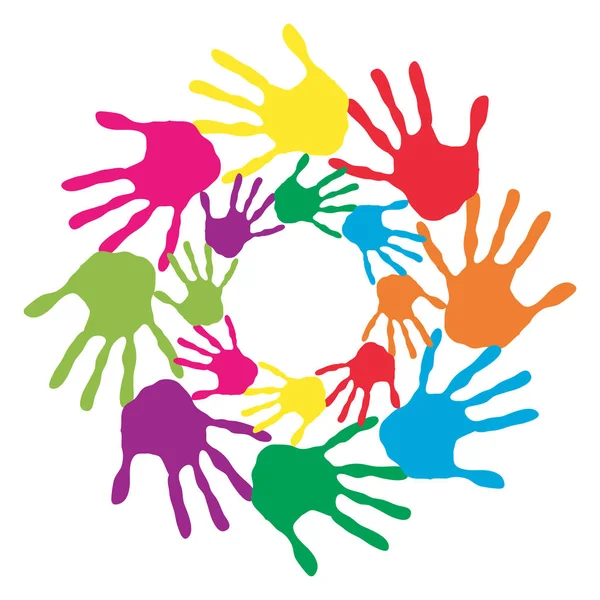 Cirkel van kleurrijke mensenhanden — Stockfoto