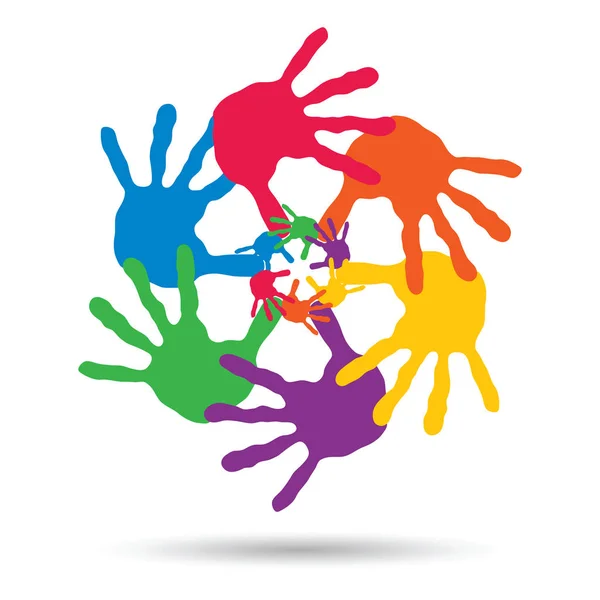 Circle of colorful human hands — Stock Photo, Image