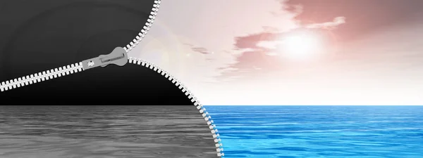 fermuar ve mavi gökyüzü bulutlu