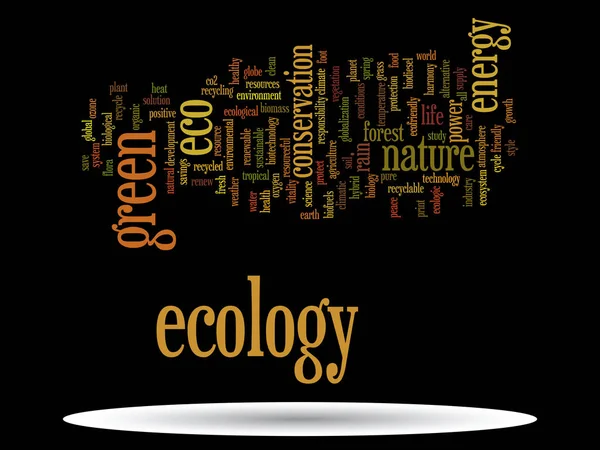 Ecologia verde, conservação nuvem de palavras — Fotografia de Stock