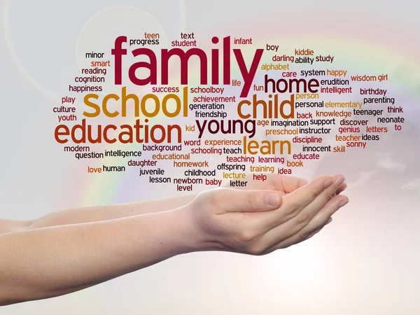 Education word cloud in hands — Stock Photo, Image
