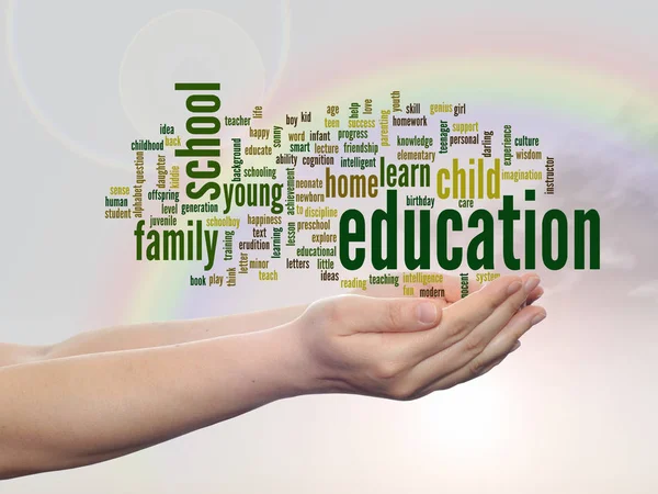 Education word cloud in hands — Stock Photo, Image