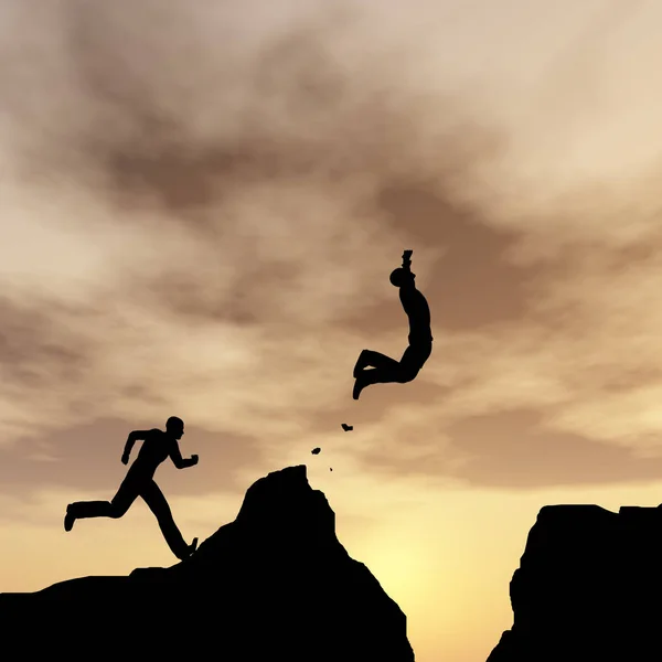 Man jumping over gap — Stock Photo, Image