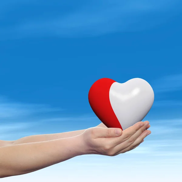 Red heart sign in hands — Stock Photo, Image