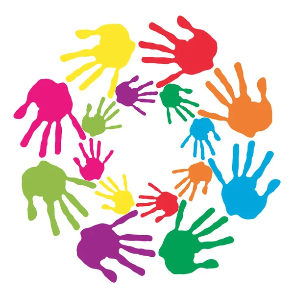 Cirkel av färgglada mänskliga händer — Stockfoto